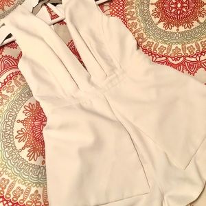 White deep V romper